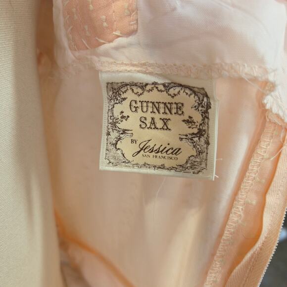 Gunne Sax Pink Maxi Dress Size S 9 Lace Prairie Swiss Dot Peach Vintage 70s - Picture 13 of 13